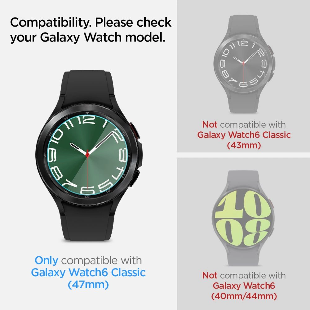 Spigen Glas.tR EZ Fit tempered glass for Samsung Galaxy Watch 6 Classic (47 mm) - 2 pcs.eng