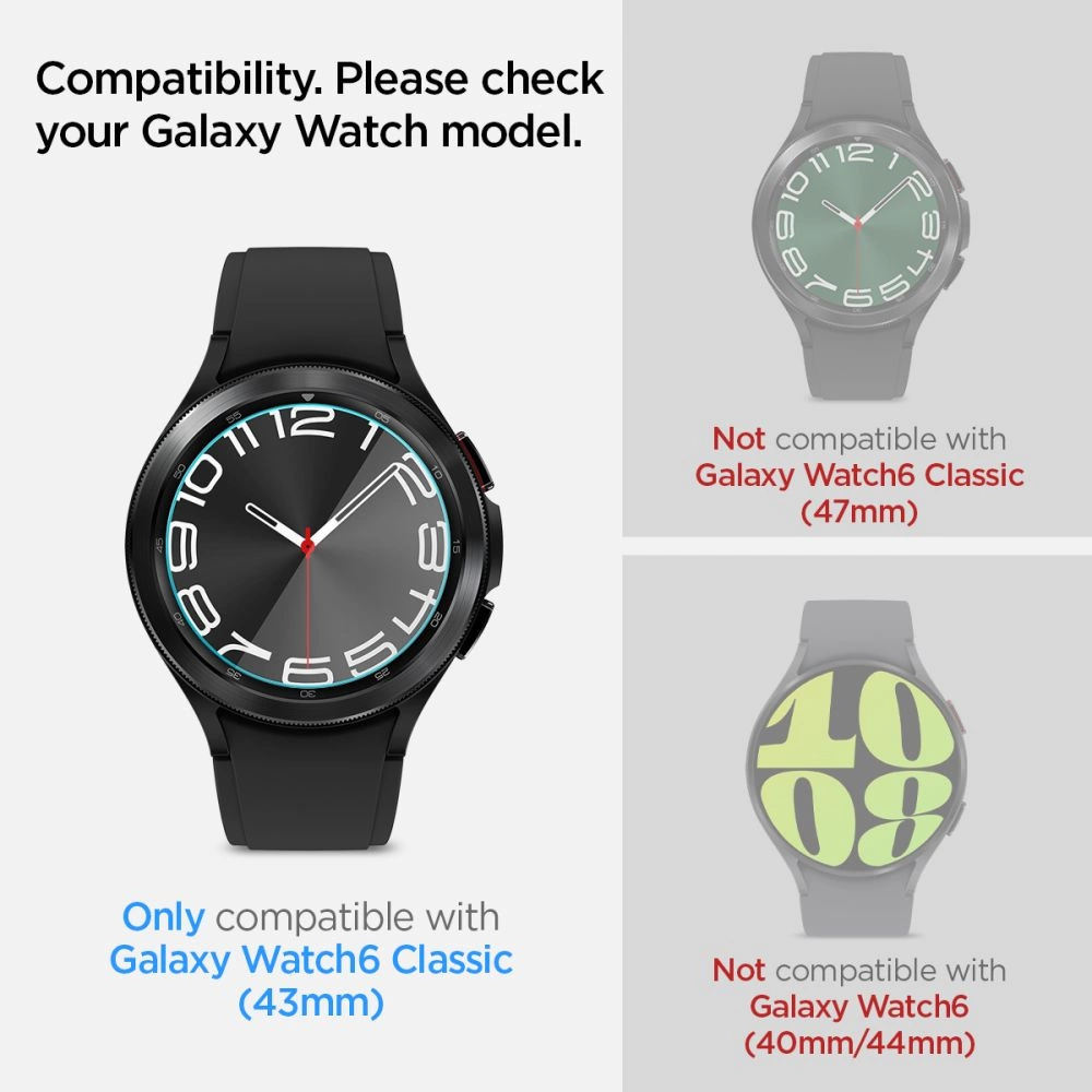 Spigen Glas.tR EZ Fit tempered glass for Samsung Galaxy Watch 6 Classic (43 mm) - 2 pcs.eng