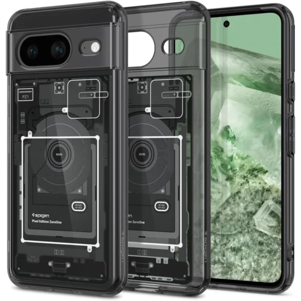 Spigen Ultra Hybrid Case for Google Pixel 8 - Dark Gray (Zero One Pattern)eng