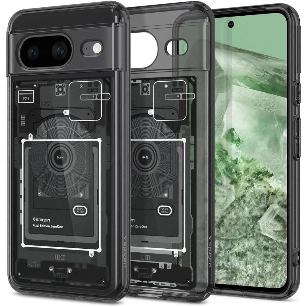 Spigen Ultra Hybrid Case for Google Pixel 8 - Dark Gray (Zero One Pattern)eng