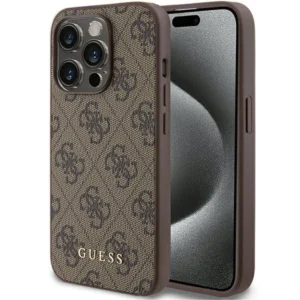 Guess 4G Metal Gold Logo case for iPhone 15 Pro - browneng