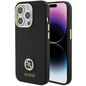 Guess Silicone Logo Strass 4G Case for iPhone 15 Pro - Blackeng