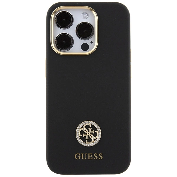 Guess Silicone Logo Strass 4G Case for iPhone 15 Pro - Blackeng