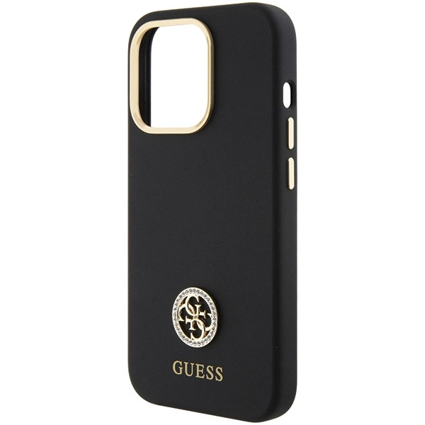 Guess Silicone Logo Strass 4G Case for iPhone 15 Pro - Blackeng