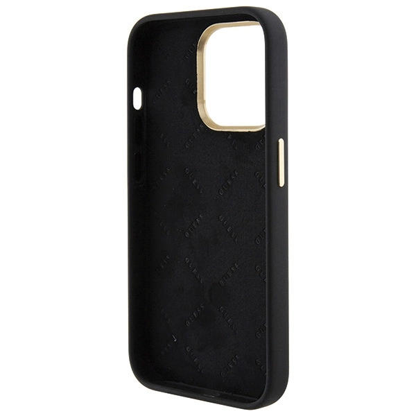 Guess Silicone Logo Strass 4G Case for iPhone 15 Pro - Blackeng