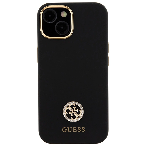 Guess Silicone Logo Strass 4G Case for iPhone 15 - Blackeng