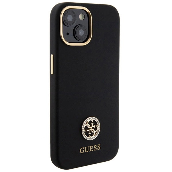 Guess Silicone Logo Strass 4G Case for iPhone 15 - Blackeng