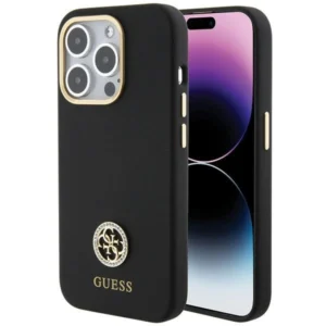 Guess Silicone Logo Strass 4G case for iPhone 15 Pro Max - blackeng