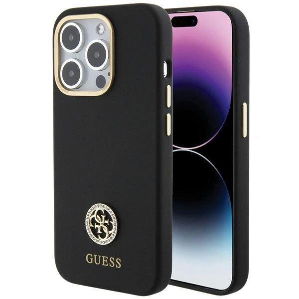 Guess Silicone Logo Strass 4G case for iPhone 15 Pro Max - blackeng