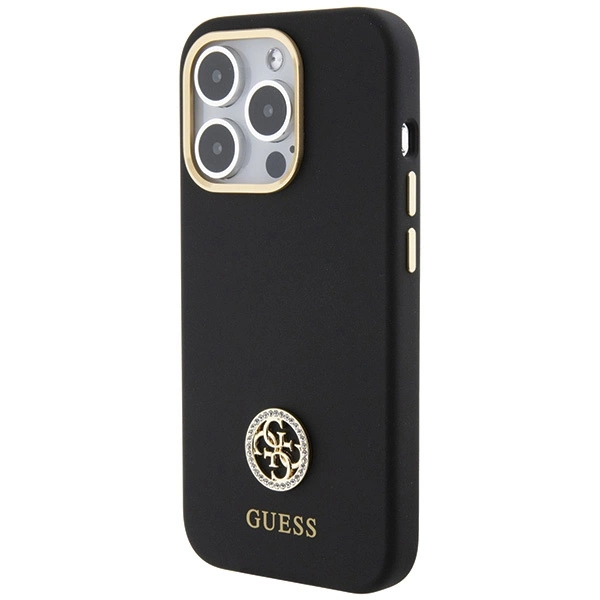 Guess Silicone Logo Strass 4G case for iPhone 15 Pro Max - blackeng