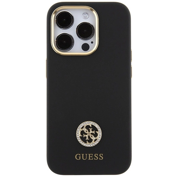 Guess Silicone Logo Strass 4G case for iPhone 15 Pro Max - blackeng