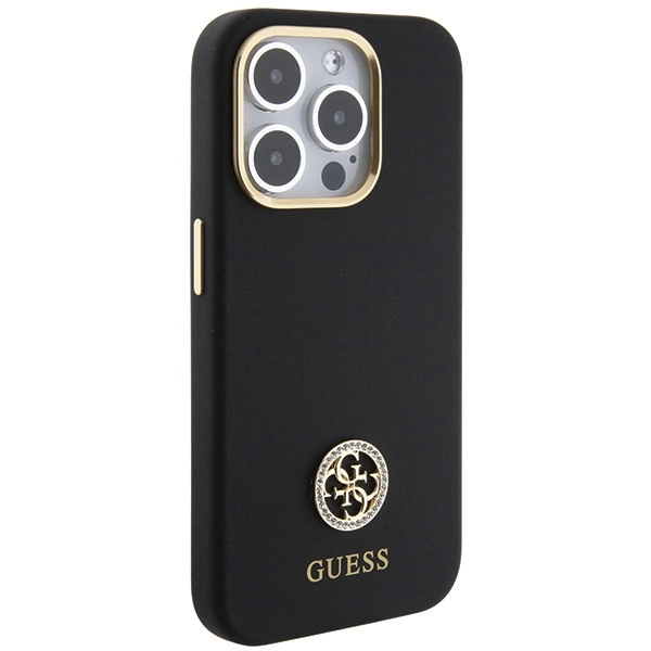 Guess Silicone Logo Strass 4G case for iPhone 15 Pro Max - blackeng