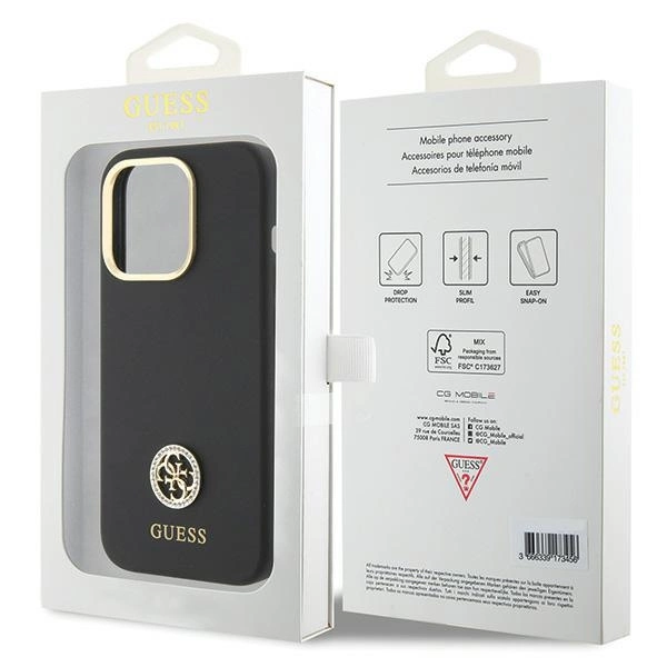 Guess Silicone Logo Strass 4G case for iPhone 15 Pro Max - blackeng