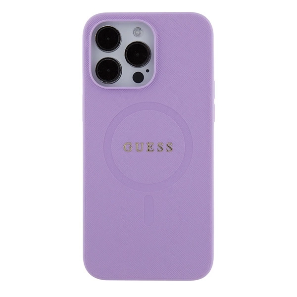 Guess Saffiano MagSafe case for iPhone 15 Pro - purpleeng
