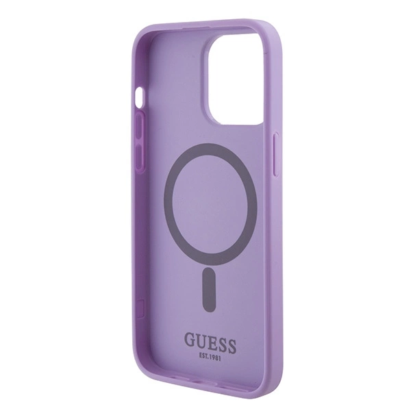 Guess Saffiano MagSafe case for iPhone 15 Pro - purpleeng