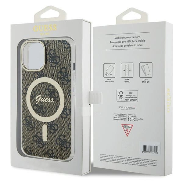 Guess IML 4G MagSafe iPhone 15 Plus Case - Browneng