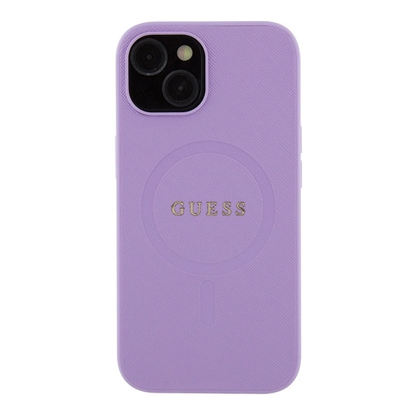 Guess Saffiano MagSafe case for iPhone 15 Plus - purpleeng