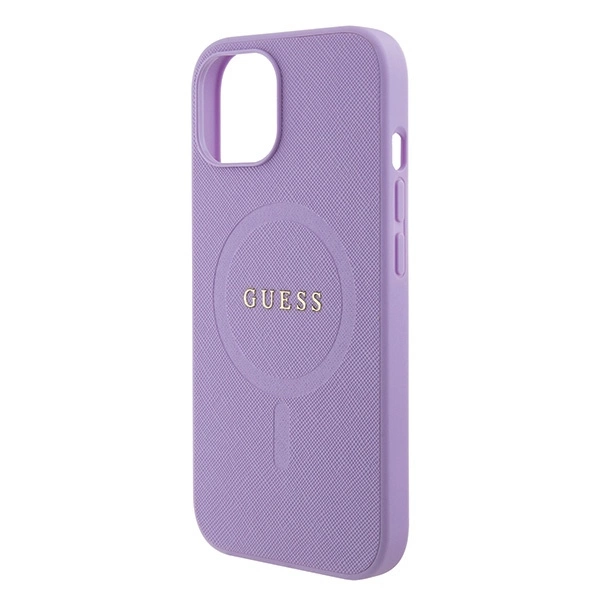 Guess Saffiano MagSafe case for iPhone 15 Plus - purpleeng