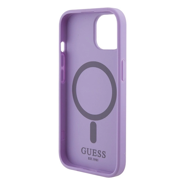 Guess Saffiano MagSafe case for iPhone 15 Plus - purpleeng