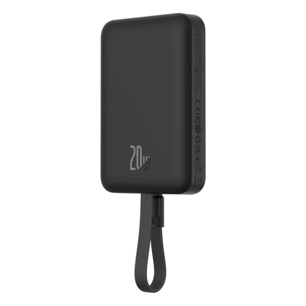 Baseus Magnetic Mini MagSafe 10000mAh 20W powerbank with built-in Lightning cable - black + Baseus Simple Series USB-C - USB-C 60W 0.3m cableeng