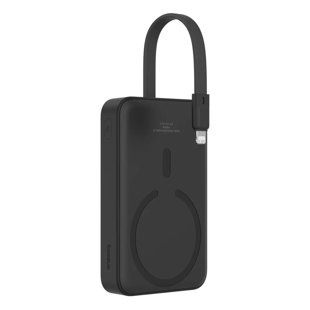 Baseus Magnetic Mini MagSafe 10000mAh 20W powerbank with built-in Lightning cable - black + Baseus Simple Series USB-C - USB-C 60W 0.3m cableeng