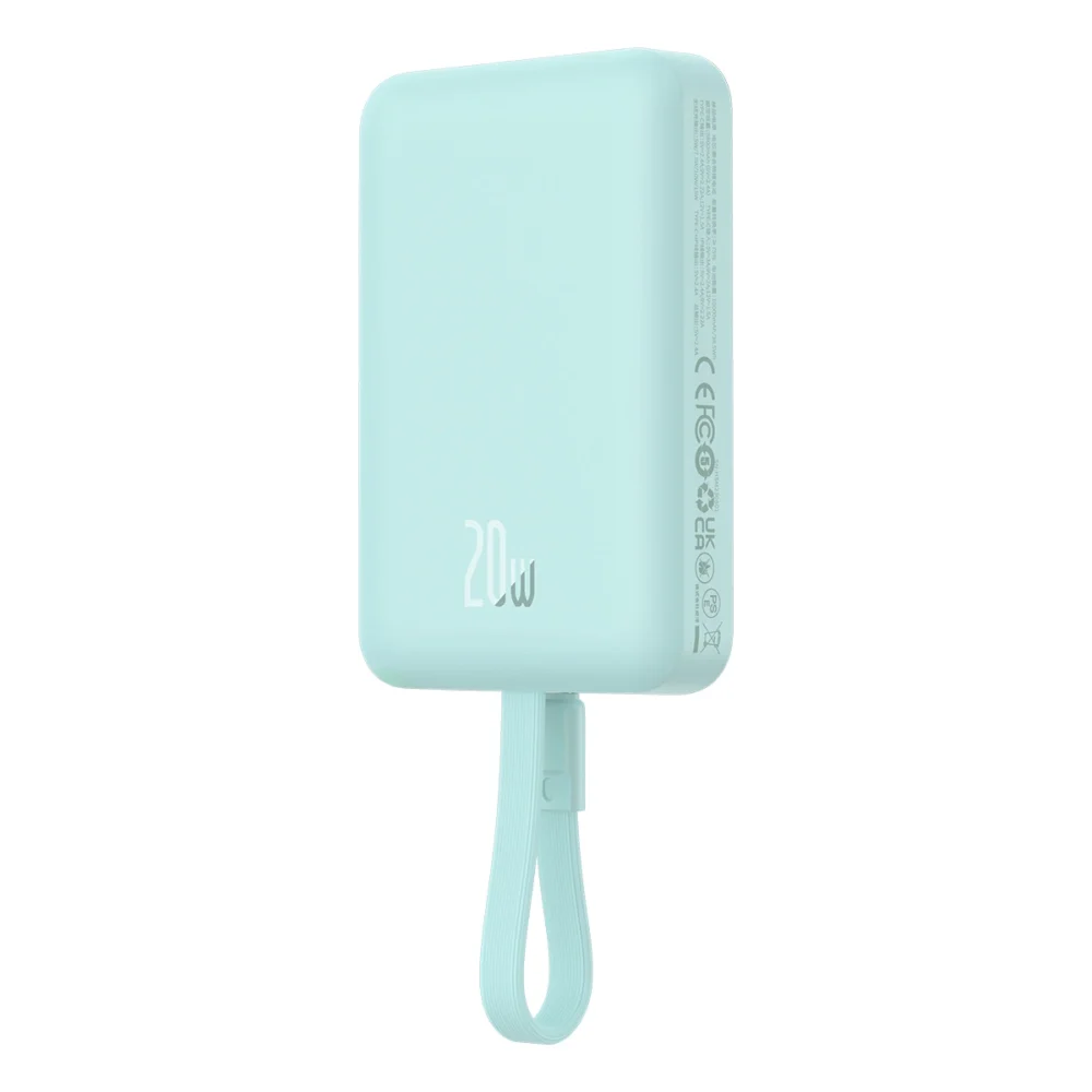 Baseus Magnetic Mini MagSafe 10000mAh 20W powerbank with built-in Lightning cable - blue + Baseus Simple Series USB-C - USB-C 60W 0.3m cableeng