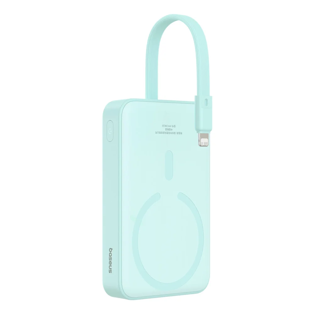 Baseus Magnetic Mini MagSafe 10000mAh 20W powerbank with built-in Lightning cable - blue + Baseus Simple Series USB-C - USB-C 60W 0.3m cableeng