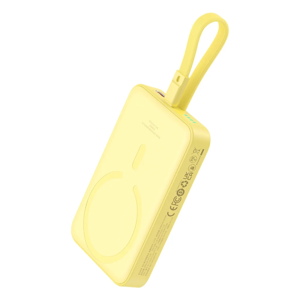 Baseus Magnetic Mini MagSafe 10000mAh 20W powerbank with built-in Lightning cable - yellow + Baseus Simple Series USB-C - USB-C 60W 0.3m cableeng