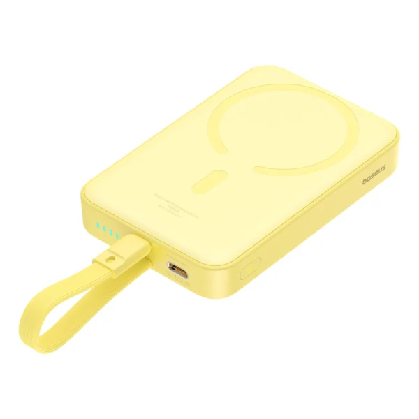 Baseus Magnetic Mini MagSafe 10000mAh 20W powerbank with built-in Lightning cable - yellow + Baseus Simple Series USB-C - USB-C 60W 0.3m cableeng