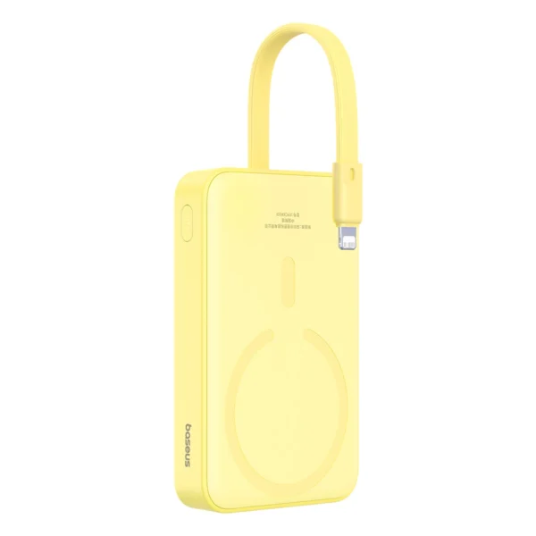 Baseus Magnetic Mini MagSafe 10000mAh 20W powerbank with built-in Lightning cable - yellow + Baseus Simple Series USB-C - USB-C 60W 0.3m cableeng