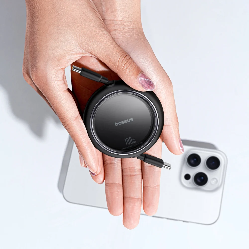 Baseus Free2Draw Mini USB-C - USB-C 100W 1m retractable cable - blackeng