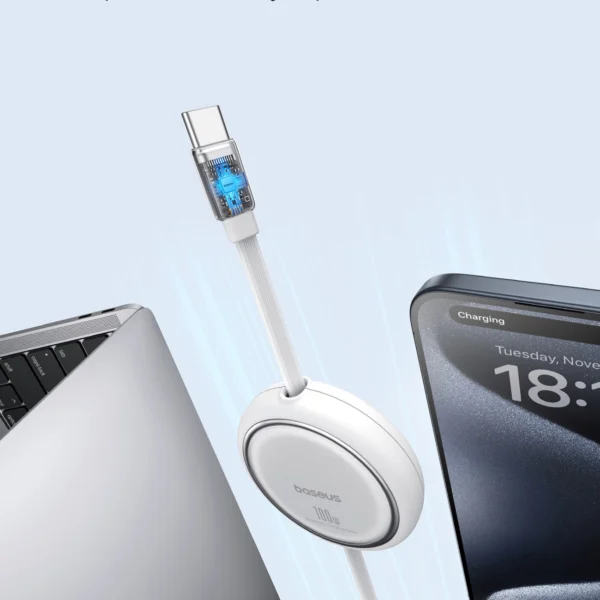 Baseus Free2Draw Mini USB-C - USB-C 100W 1m retractable cable - whiteeng
