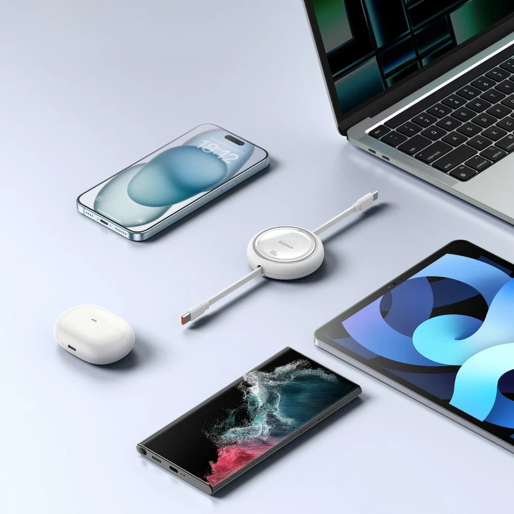 Baseus Free2Draw Mini USB-C - USB-C 100W 1m retractable cable - whiteeng