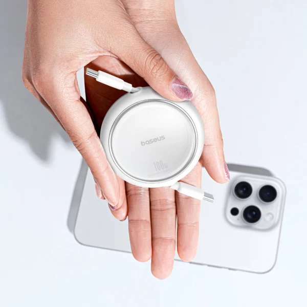 Baseus Free2Draw Mini USB-C - USB-C 100W 1m retractable cable - whiteeng