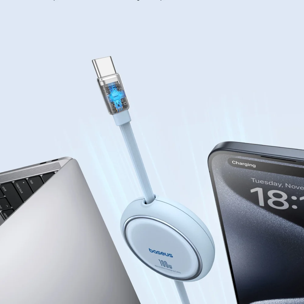 Baseus Free2Draw Mini USB-C - USB-C 100W 1m retractable cable - blueeng