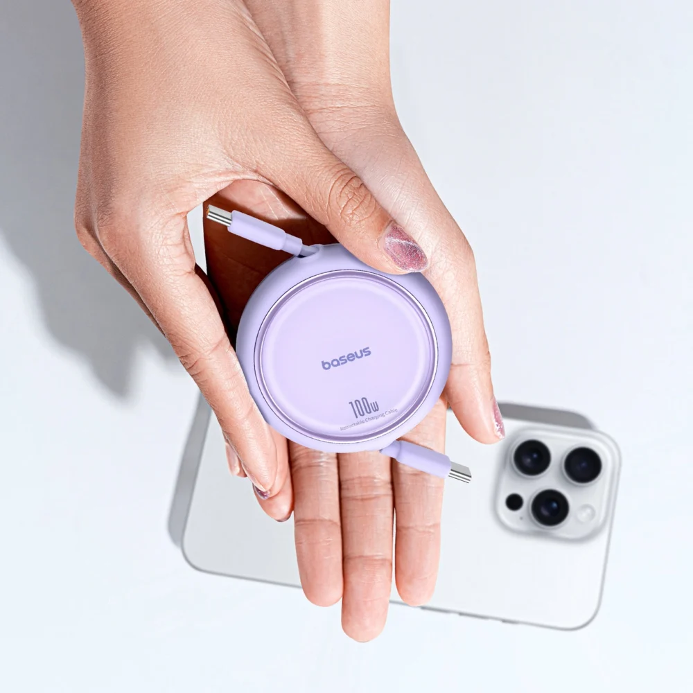 Baseus Free2Draw Mini USB-C - USB-C retractable cable 100W 1m - purpleeng