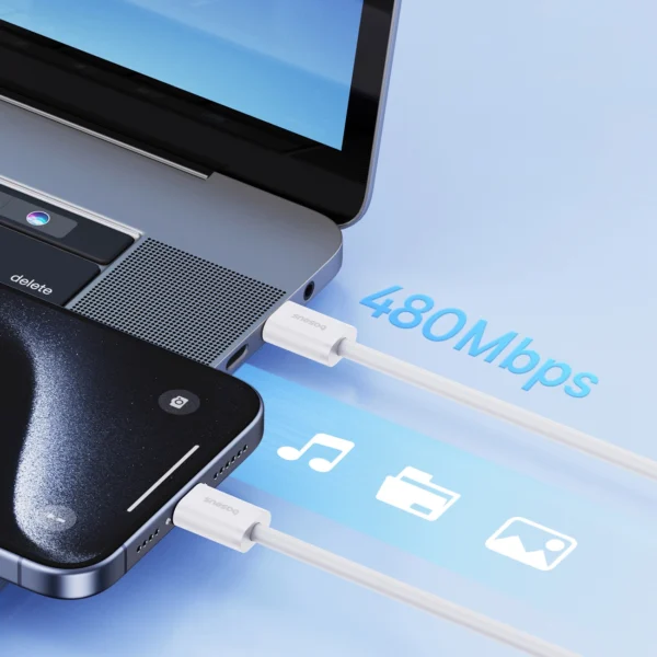 Baseus Superior Series ll USB-C - USB-C 30W 480Mb/s cable 1m - whiteeng