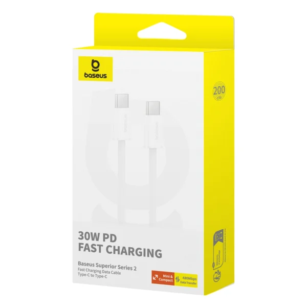 Baseus Superior Series ll USB-C - USB-C 30W 480Mb/s 2m cable - whiteeng