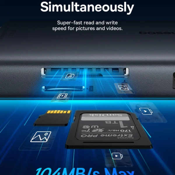 USB HUB 11in1 Baseus Metal Gleam Series II USB-A/USB-C PD/HDMI/DP/RJ45/SD/TF - blackeng