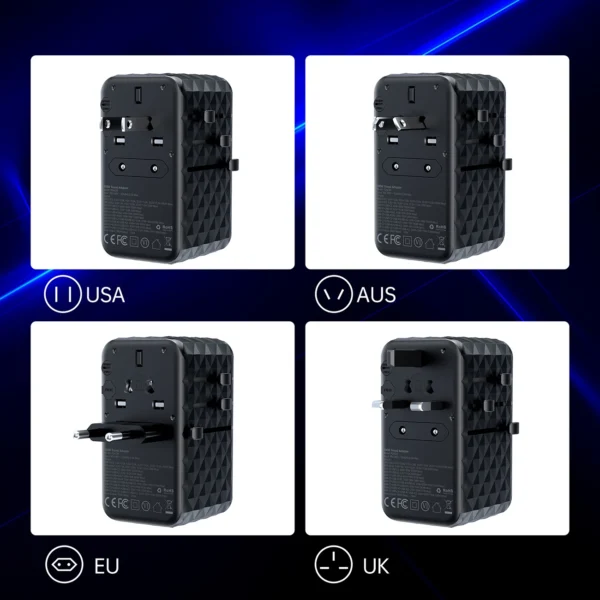 Choetech PD6028 EU / US / AUS / UK travel adapter 2x USB-C 2x USB-A 100W - blackeng