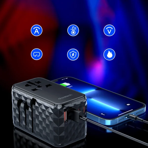 Choetech PD6028 EU / US / AUS / UK travel adapter 2x USB-C 2x USB-A 100W - blackeng