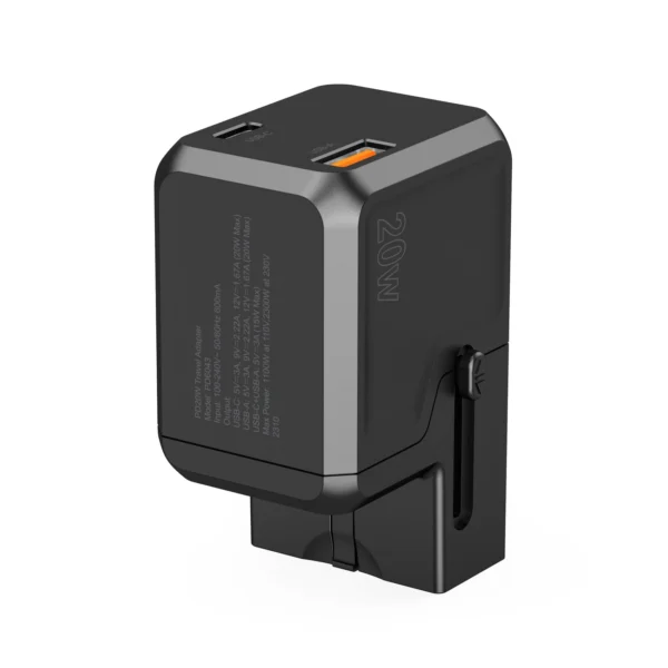 Choetech PD6038 USB-C USB-A PD 20W Travel Charger USA EU UK AU - Blackeng