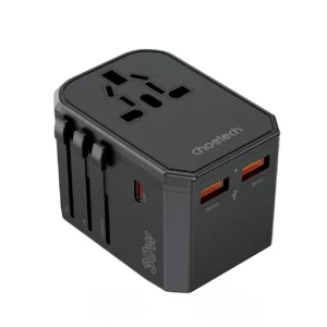 Choetech PD6041 USB-C USB-A PD 30W Travel Charger with 4 Plugs USA EU UK AU - Blackeng