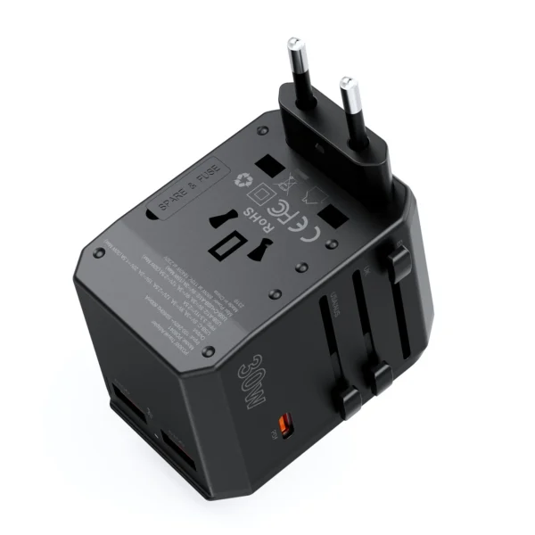 Choetech PD6041 USB-C USB-A PD 30W Travel Charger with 4 Plugs USA EU UK AU - Blackeng