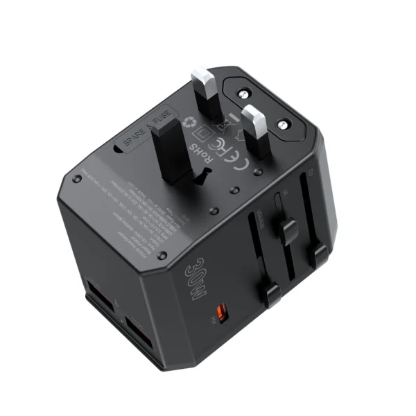 Choetech PD6041 USB-C USB-A PD 30W Travel Charger with 4 Plugs USA EU UK AU - Blackeng