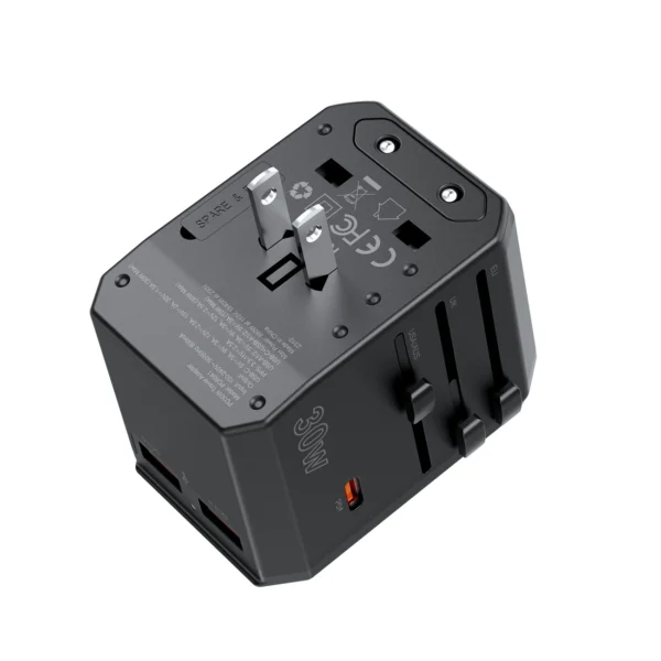 Choetech PD6041 USB-C USB-A PD 30W Travel Charger with 4 Plugs USA EU UK AU - Blackeng