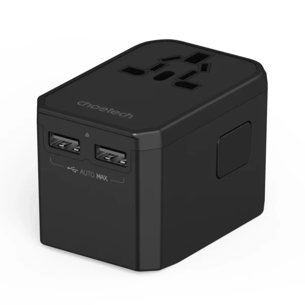 Choetech PD6045 USB-C USB-A 45W GaN Travel Charger with US EU UK AU Plugs - Blackeng