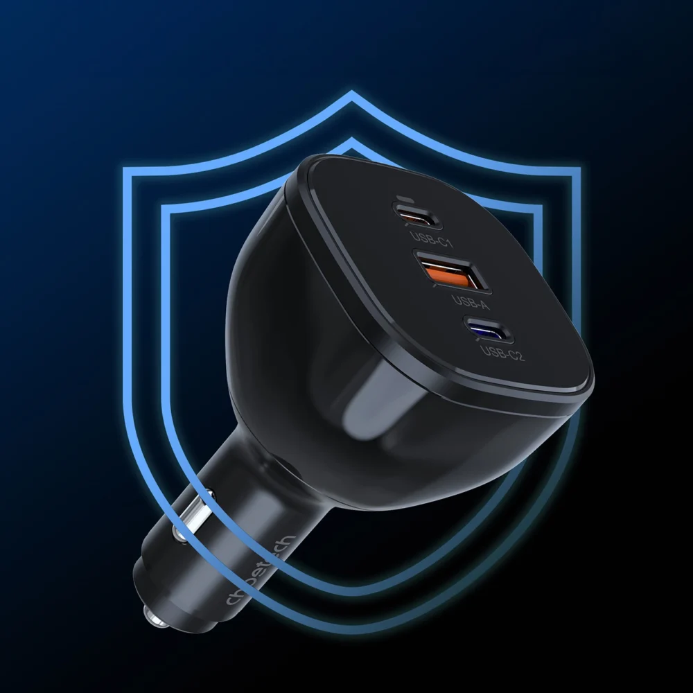 Choetech TC0024 car charger 160W 2x USB-C PD 3.1 1x USB-A - blackeng