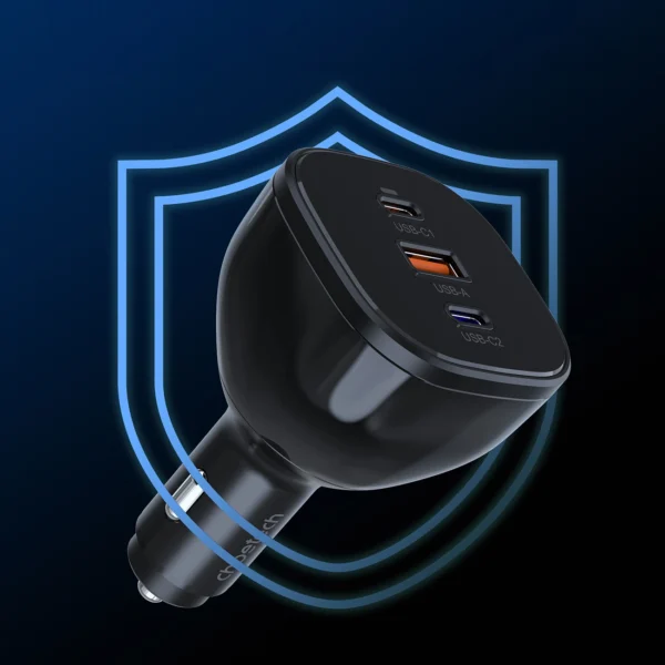 Choetech TC0024 car charger 160W 2x USB-C PD 3.1 1x USB-A - blackeng