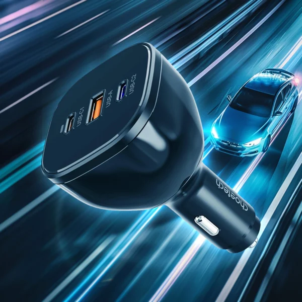 Choetech TC0024 car charger 160W 2x USB-C PD 3.1 1x USB-A - blackeng